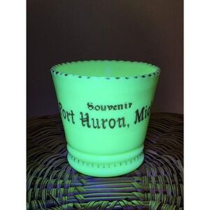 Port Huron Michigan Advertising Souvenir Custard Glass Toothpick Holder